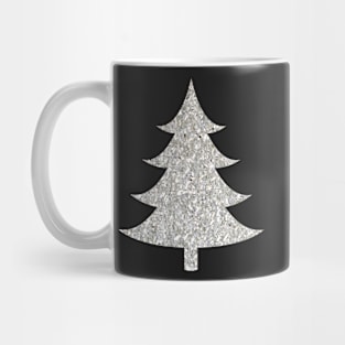 Minimalistic Silver Faux Glitter Christmas Tree Mug